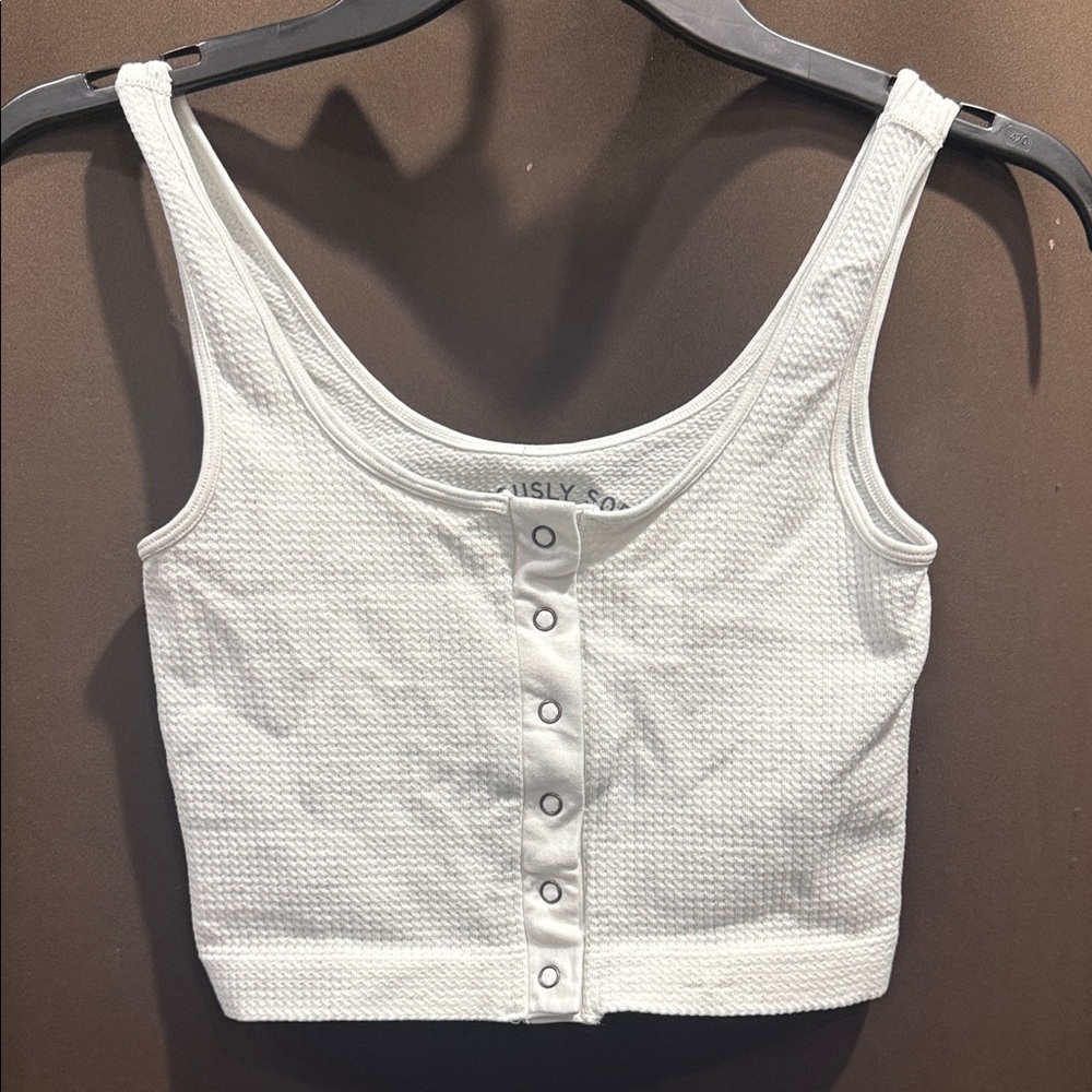 Aeropostale Seriously Soft Seamless Textured White Crop Top Size Small